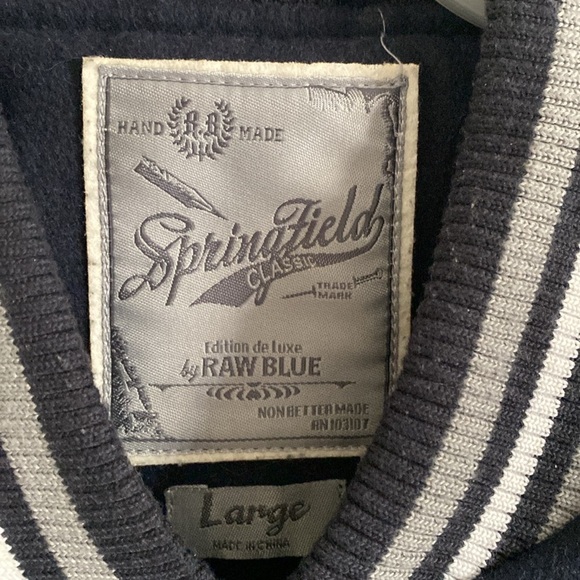 Springfield Classic Varsity Jacket by RAW BLUE Size L - Picture 2 of 8